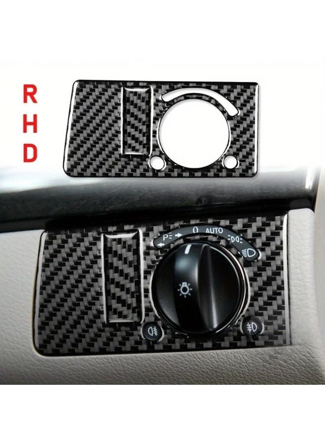Carbon Fiber Sticker For Mercedes Benz E Class W211 Auto Headlight Switch Frame Cover Trim Black - Image 5