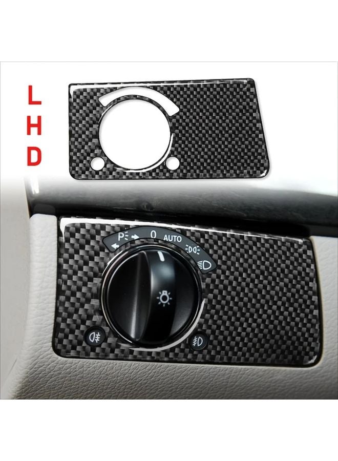Carbon Fiber Sticker For Mercedes Benz E Class W211 Auto Headlight Switch Frame Cover Trim Black - Image 1