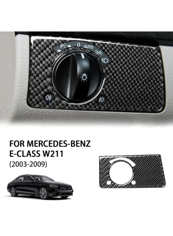Carbon Fiber Sticker For Mercedes Benz E Class W211 Auto Headlight Switch Frame Cover Trim Black - Image 2