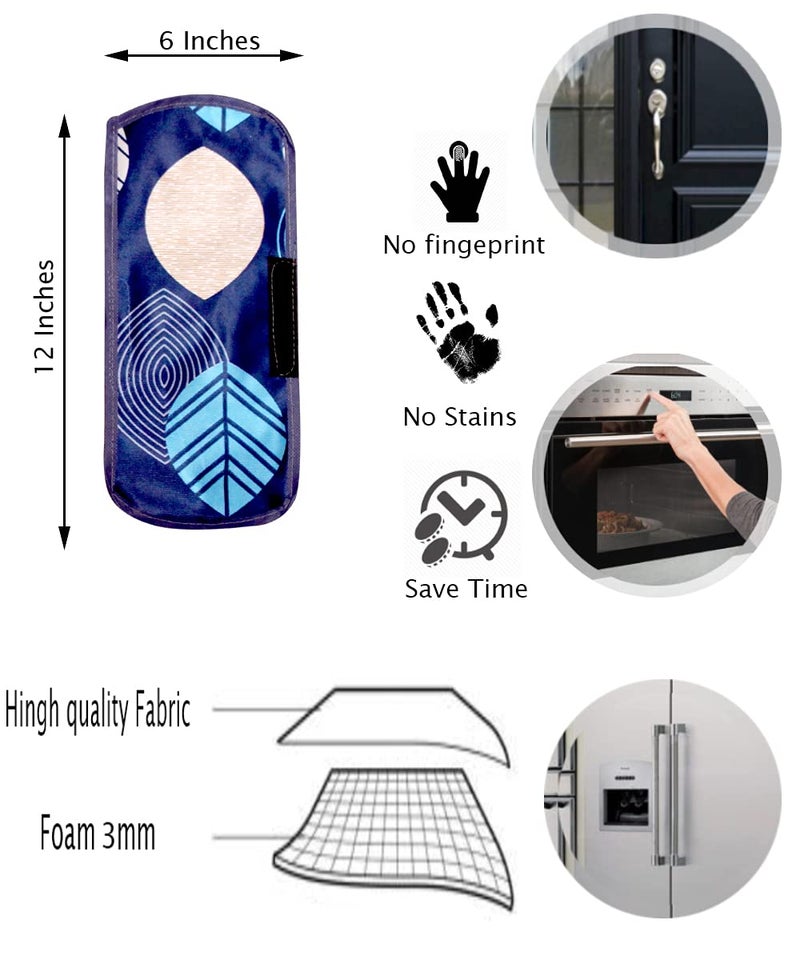 KANUSHI Industries® Fridge Covers/Refrigerator Cover + 1 Pc Handle Cover + 1 Pc Microwave/Oven Cover for Top (Color- Blue)(Copy-FRI+Micro-Blue-Long-Leaves+1 Handle) - Image 4