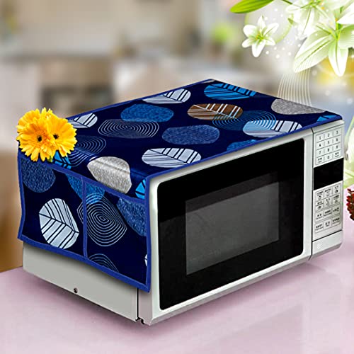KANUSHI Industries® Fridge Covers/Refrigerator Cover + 1 Pc Handle Cover + 1 Pc Microwave/Oven Cover for Top (Color- Blue)(Copy-FRI+Micro-Blue-Long-Leaves+1 Handle) - Image 3