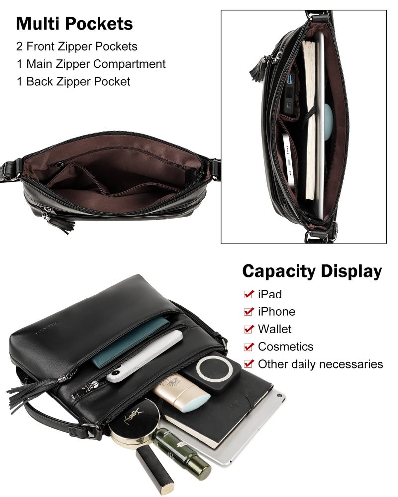 MASINTOR Crossbody Bags for Women, Lightweight Medium Crossbody Purse, Soft Leather Women's Shoulder Handbags with Tassel for Shopping or Travel - Image 3