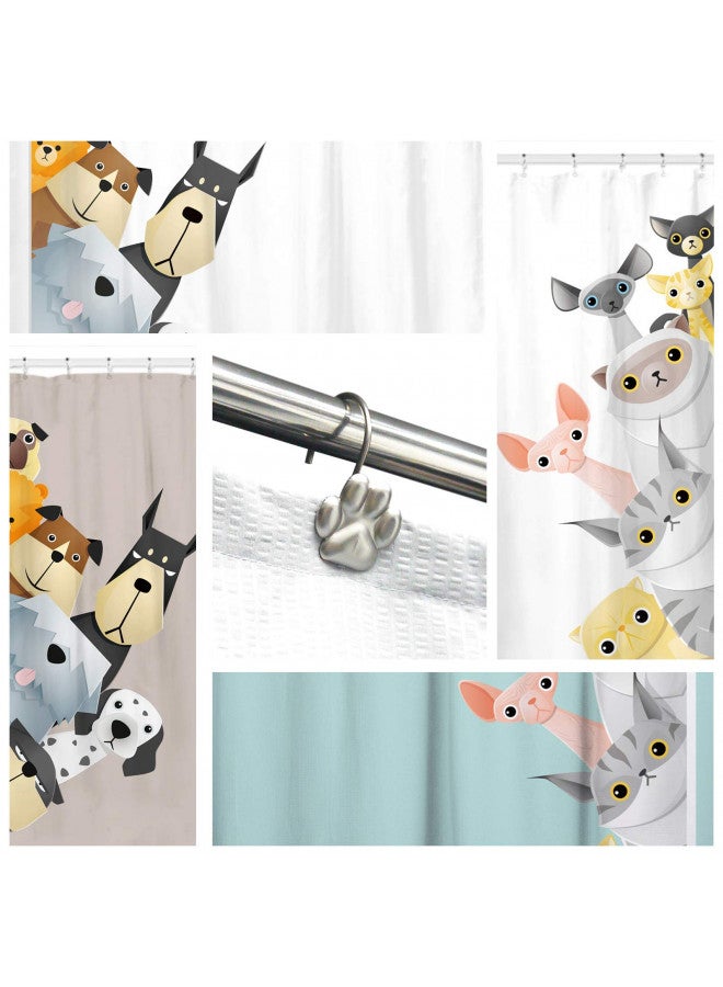 Sunlit خطاف ستارة دش بتصميم أزياء مشمس لطيف بطبعة مخلب للكلاب والقطط والدببة، حلقات ستارة دش معدنية مقاومة للصدأ مع زيت مصقول - 12 قطعة - Image 4