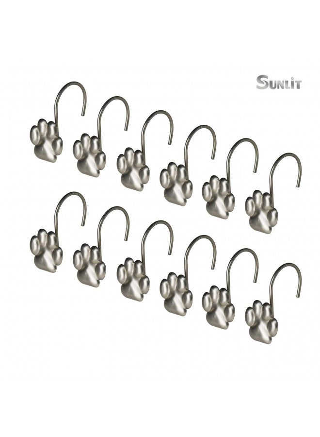 Sunlit خطاف ستارة دش بتصميم أزياء مشمس لطيف بطبعة مخلب للكلاب والقطط والدببة، حلقات ستارة دش معدنية مقاومة للصدأ مع زيت مصقول - 12 قطعة - Image 2