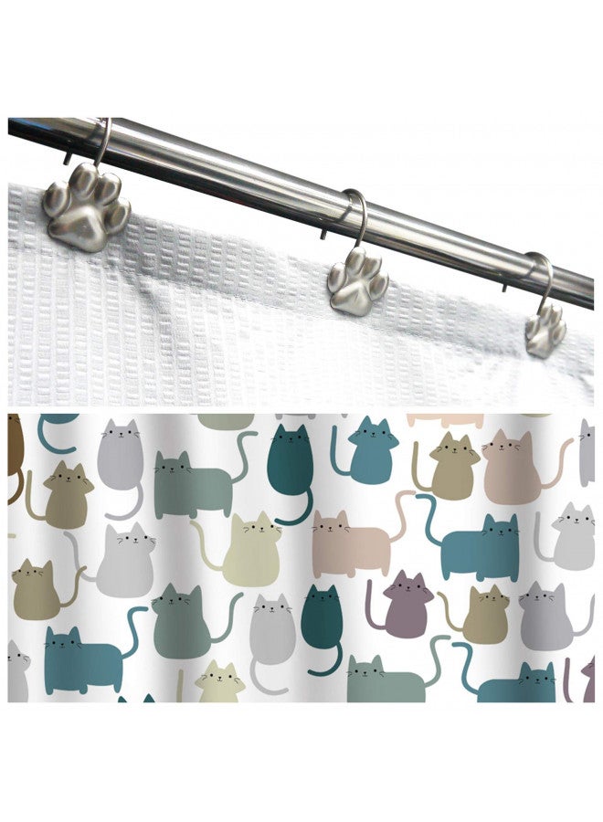 Sunlit خطاف ستارة دش بتصميم أزياء مشمس لطيف بطبعة مخلب للكلاب والقطط والدببة، حلقات ستارة دش معدنية مقاومة للصدأ مع زيت مصقول - 12 قطعة - Image 3