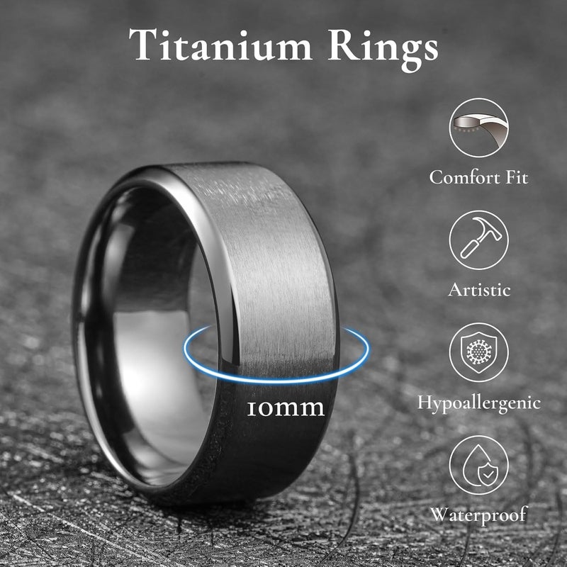 King Will Titanium Wedding Band for Men Women- 3-10mm Width Black/Sliver/Gold High Purity Titanium Promise Wedding Ring Comfort Fit for Daily Wear Size 6-14 - Image 2