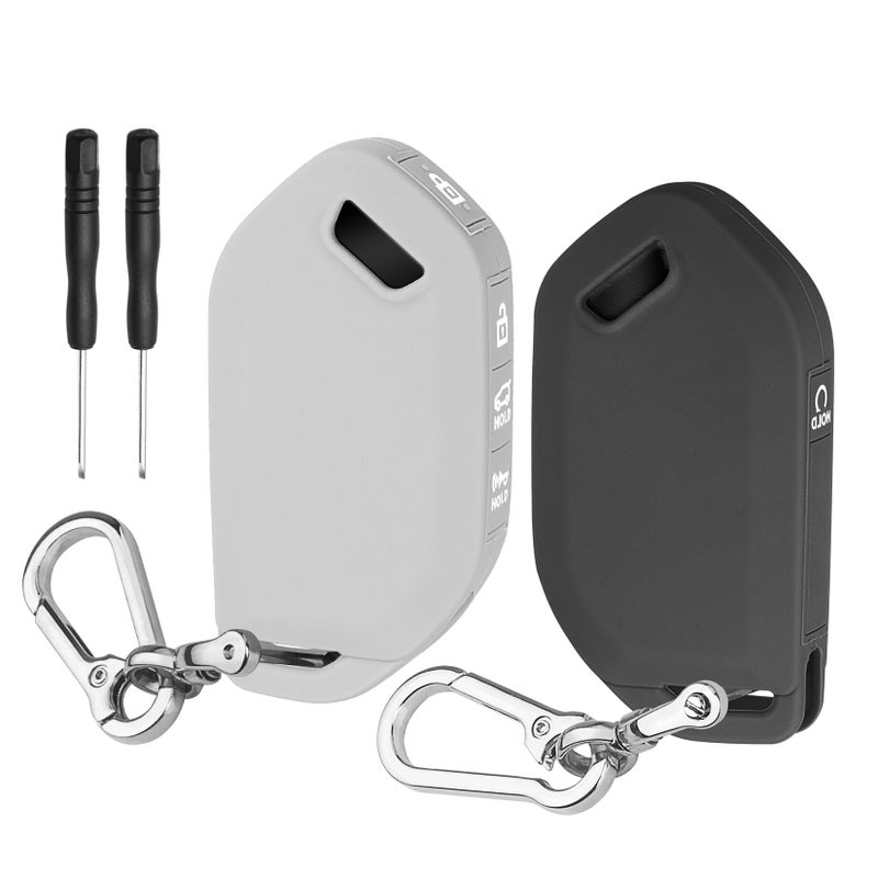 FT FUNTOR 2 Pcs for Kia Key Fob Cover,5 Buttons Silicone Key Cover with Keychain,Compatible with 2023 2024 2025 Kia Telluride Sorento EV5 K4 K5 GT-Line (Black+Grey) - Image 1