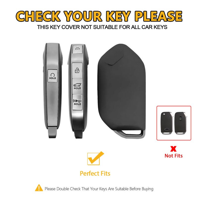 FT FUNTOR 2 Pcs for Kia Key Fob Cover,5 Buttons Silicone Key Cover with Keychain,Compatible with 2023 2024 2025 Kia Telluride Sorento EV5 K4 K5 GT-Line (Black+Grey) - Image 2