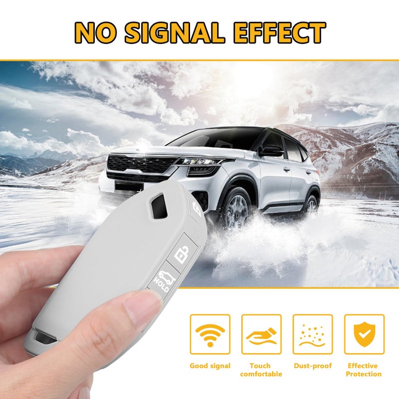 FT FUNTOR 2 Pcs for Kia Key Fob Cover,5 Buttons Silicone Key Cover with Keychain,Compatible with 2023 2024 2025 Kia Telluride Sorento EV5 K4 K5 GT-Line (Black+Grey) - Image 3