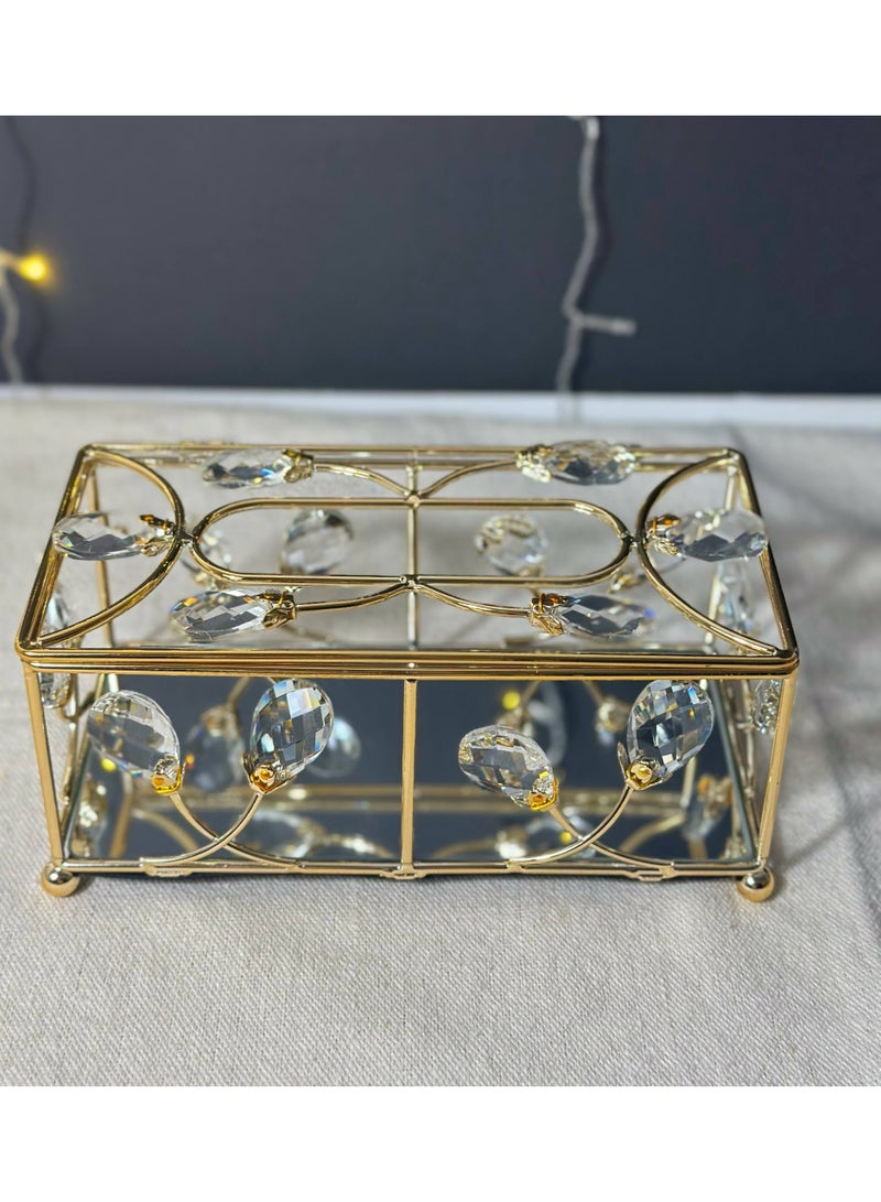 ناما علبة مناديل كريستال جولد قاعده مرايا  لرمضان