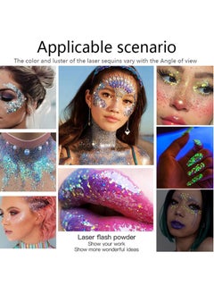 SYOSI 2pcs Body Glitter Mermaid Sequins Liquid Holographic Gel Chunky Face Eye Lip Hair Nail Festival Makeup Sparkling for Women  - Image 2