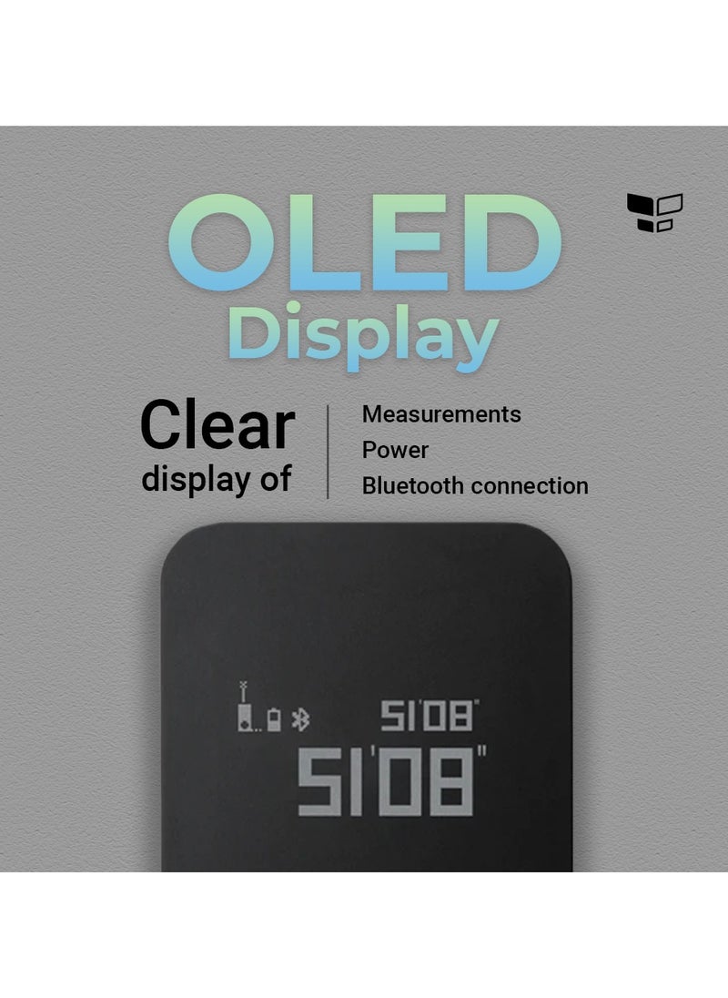 هوتو - قياس الليزر الذكي قياس الشريط الرقمي قياس OLED عرض 2 أوضاع قياس RangeFinder-Black - Image 1