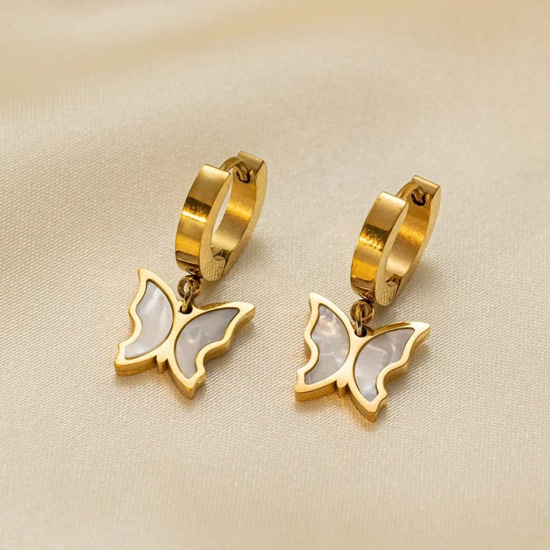 FLUFFY Stainless Steel Butterfly Earrings - Image 1