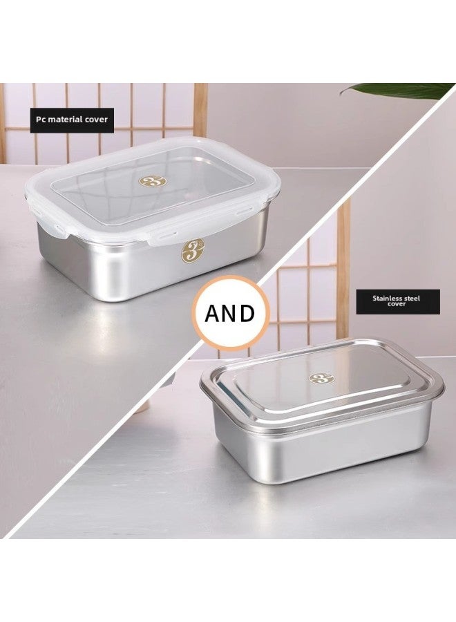 Stainless Steel Crisper Food Grade Stainless Steel Lunch Box Fruit Box Refrigerator Special Sealed Storage Box Household Commercial-Specifications:No. 4 Body Plastic Cover (3.3L)  - Image 3