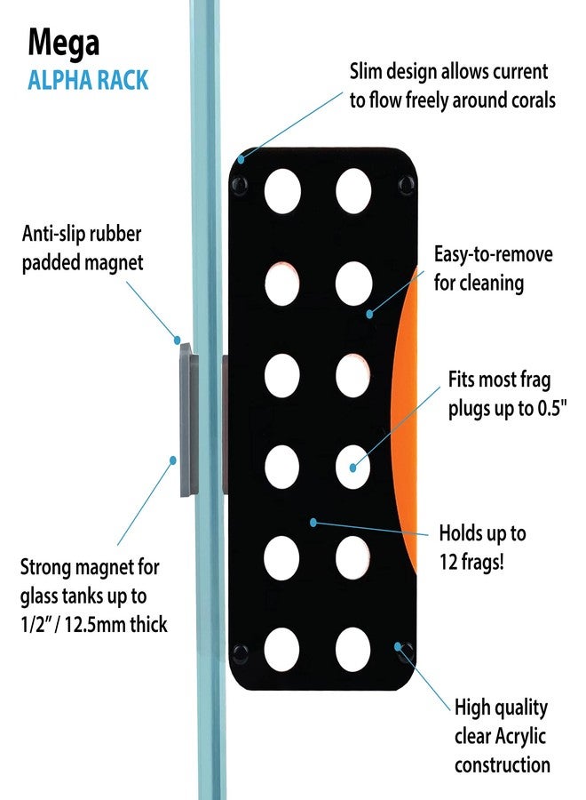 ESHOPPS Alpha Rack Mega Magnetic Coral Frag Rack 12 Holes with Strong Anti-Slip Rubber Padded Magnet for Reef Tanks - Image 3