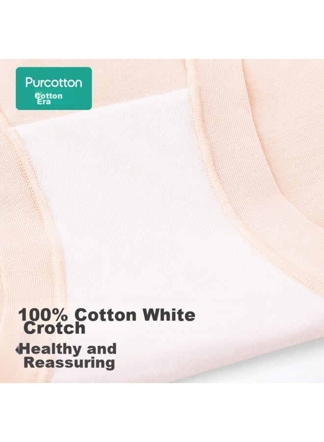 Purcotton Maternity Underwear, Knitted Low-rise Pure Cotton, For Pregnancy And Postpartum, Specialized Triangle Panties, 2 Pieces, Skin Color + Pink, Size L - Image 4