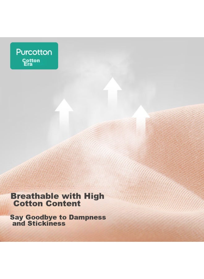 Purcotton Maternity Underwear, Knitted Low-rise Pure Cotton, For Pregnancy And Postpartum, Specialized Triangle Panties, 2 Pieces, Skin Color + Pink, Size L - Image 3