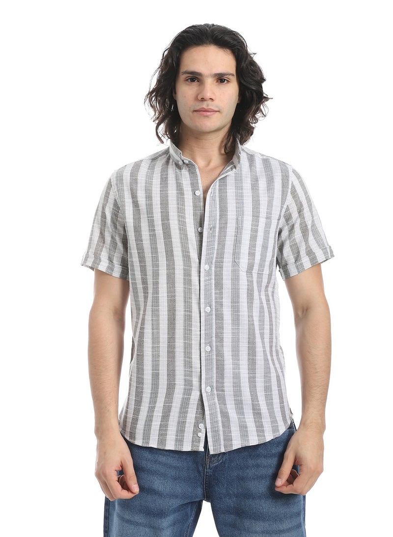 Andora Short Sleeves Striped Shirt _ Shades of Grey - Image 1