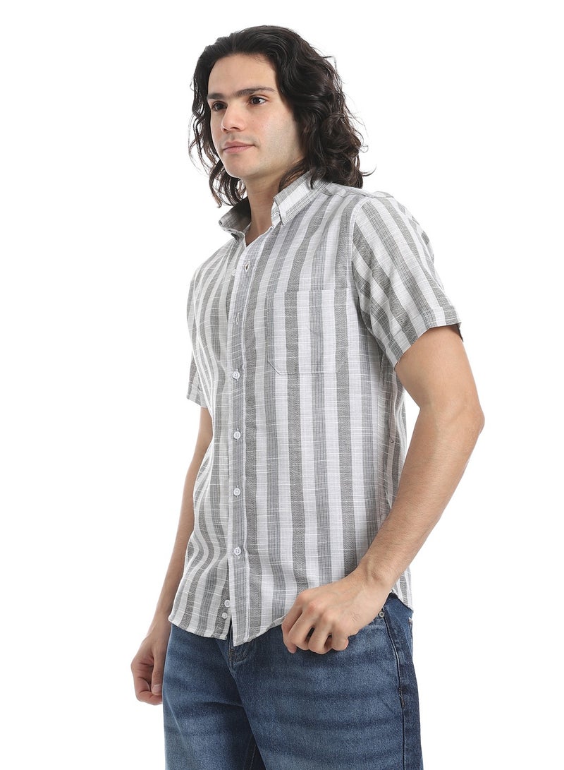 Andora Short Sleeves Striped Shirt _ Shades of Grey - Image 2