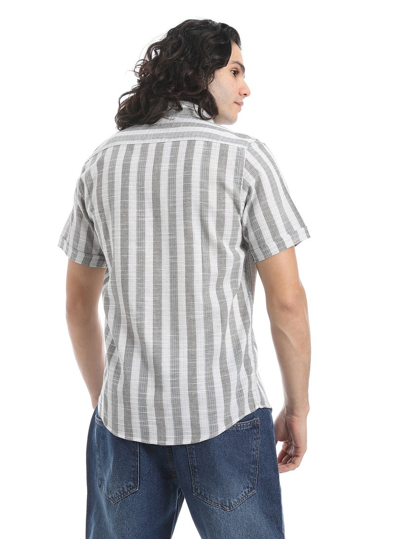 Andora Short Sleeves Striped Shirt _ Shades of Grey - Image 3