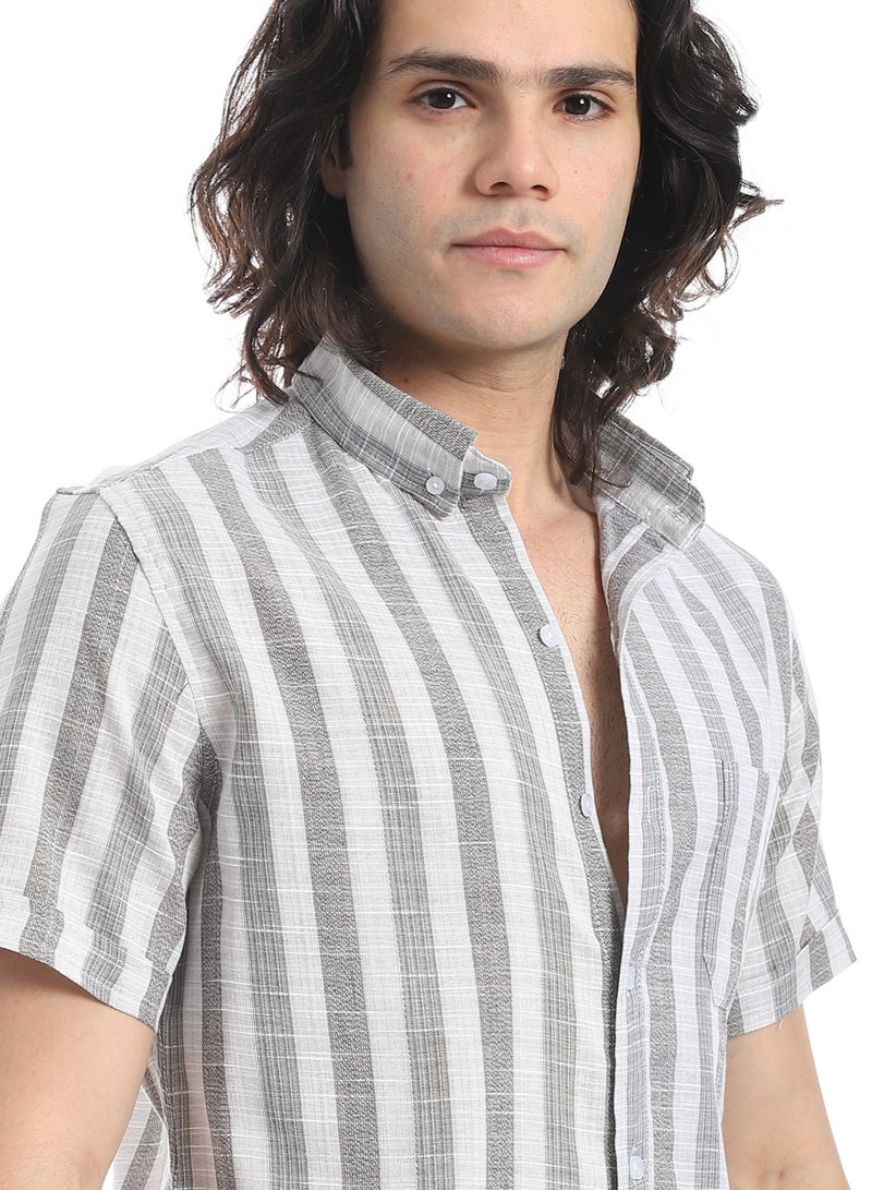 Andora Short Sleeves Striped Shirt _ Shades of Grey - Image 4