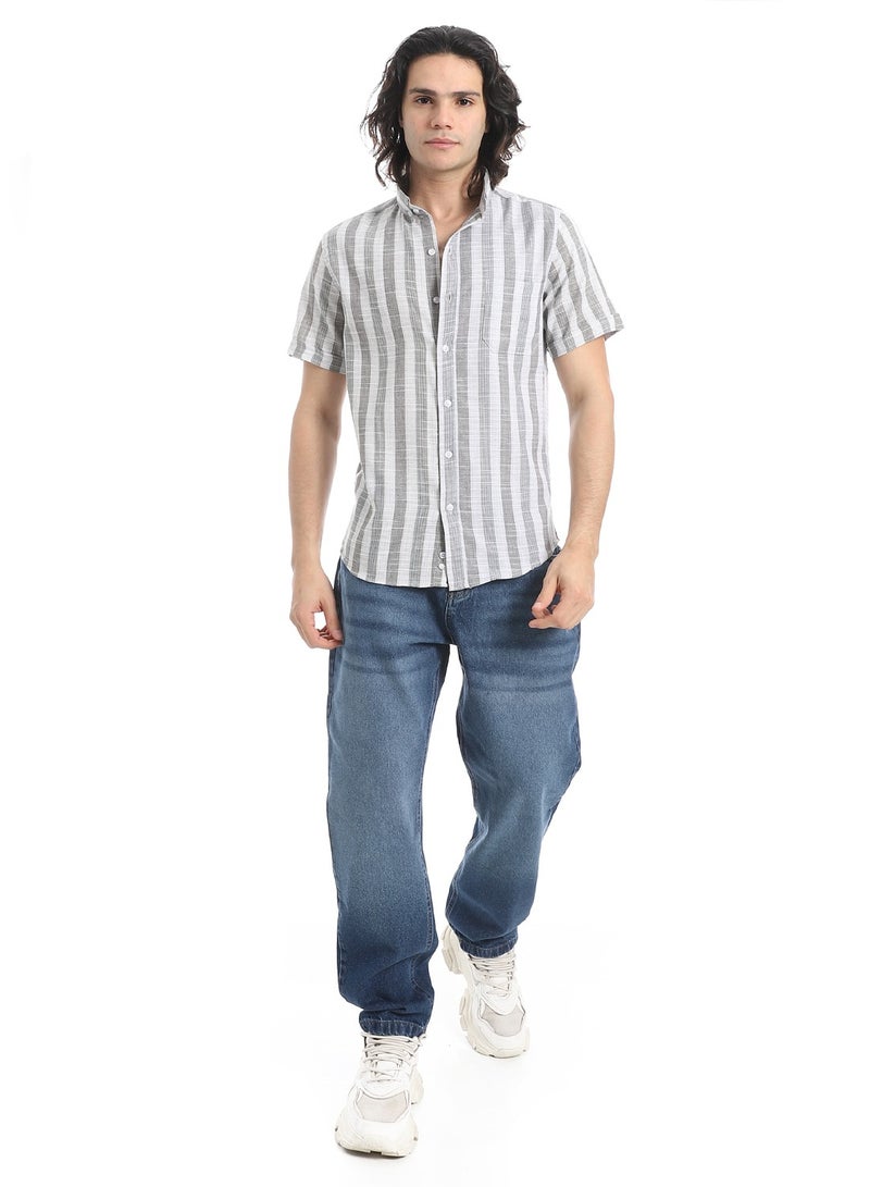 Andora Short Sleeves Striped Shirt _ Shades of Grey - Image 5