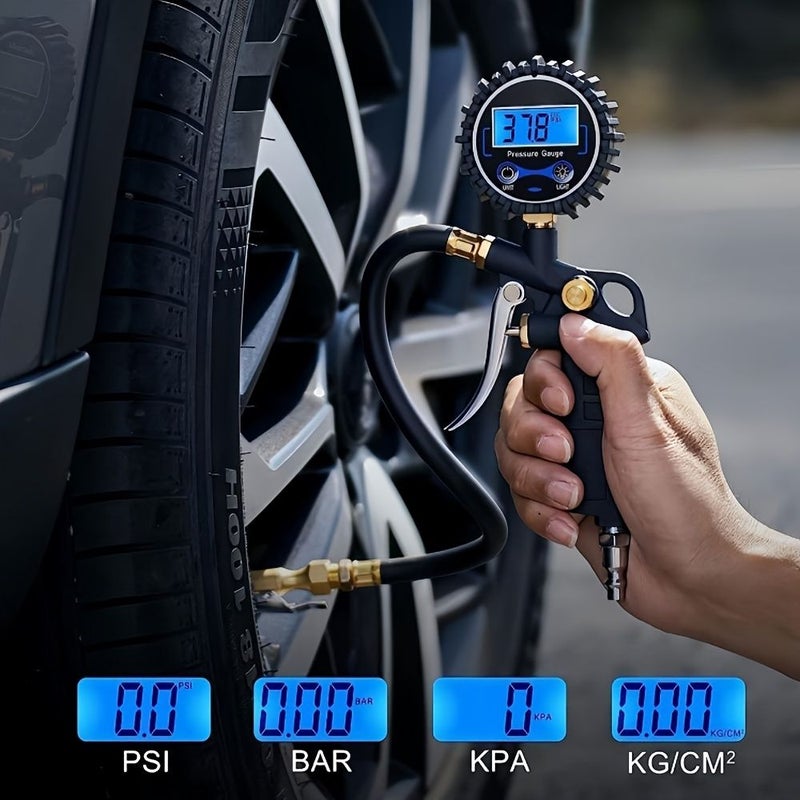 مقياس ضغط الإطارات الرقمي مع موزع هواء، موصلات EU US JP، 250 PSI، مشعب هواء ثقيل. - Image 4