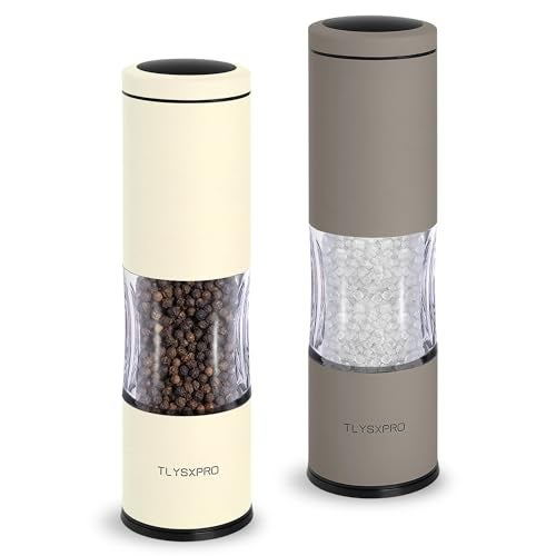 TLYSXPRO Salt and Pepper Grinder Set with Adjustable Coarseness | Manual Pepper Mill Grinder with Refillable Design | Ceramic Core | Kitchen Essential (2 Packs, Greige&Buttercream) - Image 1