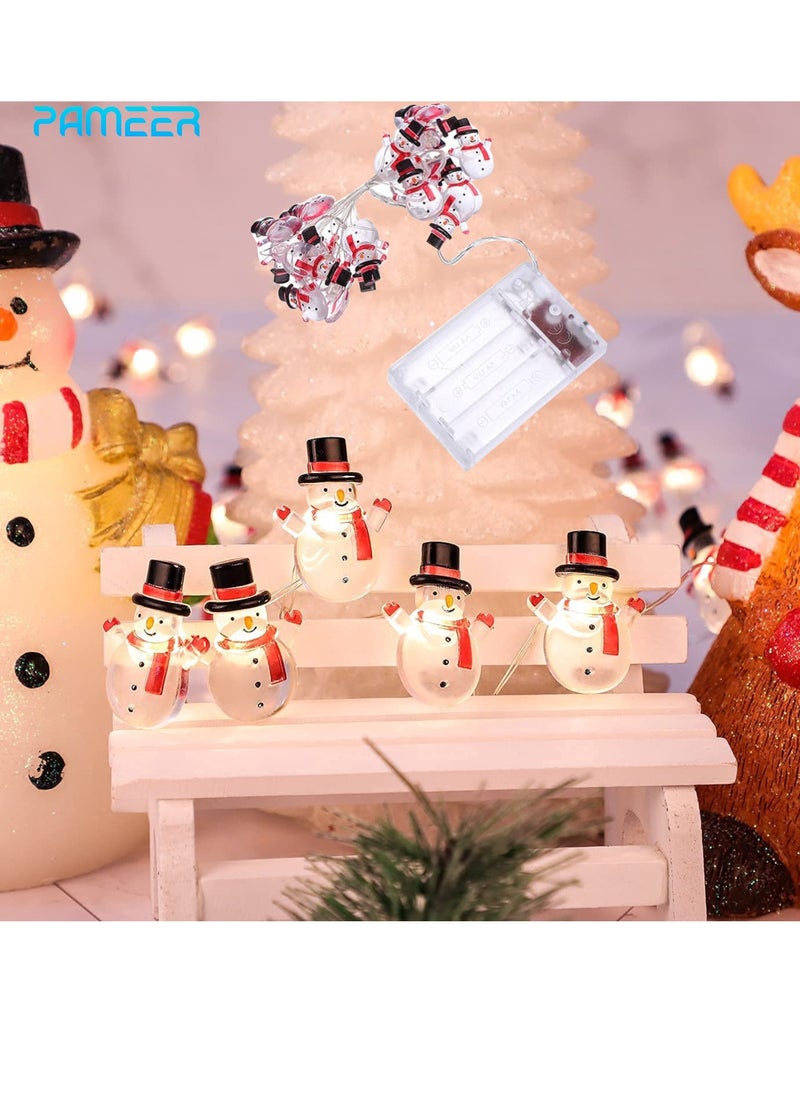PAMEER Snowman LED Lights Star LED Lights, Black Hat Snow Man Fairy String Lights Christmas Decoration, Xmas Tree Fairy String Lights, Merry Christmas Fairy Lights, Indoor & Outdoor Décor, Battery Operated  - Image 1