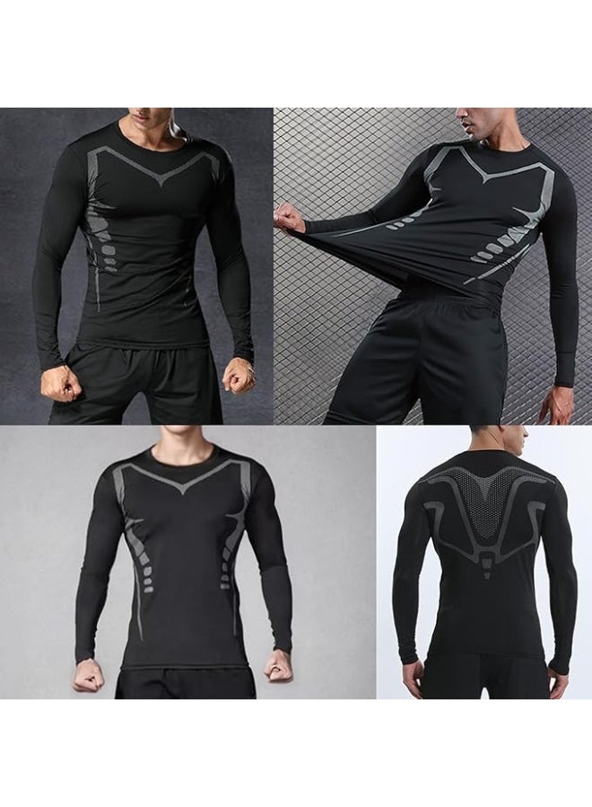 قمصان ضغط الرجال الأكمام الطويلة تدريب الأساس السريع الجاف الرياضية قمصان الرياضة الجري قمم - Image 5
