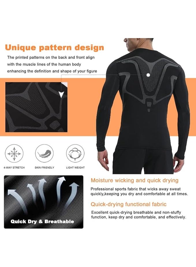 قمصان ضغط الرجال الأكمام الطويلة تدريب الأساس السريع الجاف الرياضية قمصان الرياضة الجري قمم - Image 4