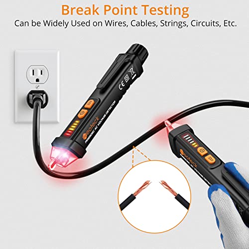 Neoteck 12-1000V AC Non-Contact Voltage Tester Detector with Led Flashlight Buzzer Alarm Live/Null Wire Judgment- Black - Image 4