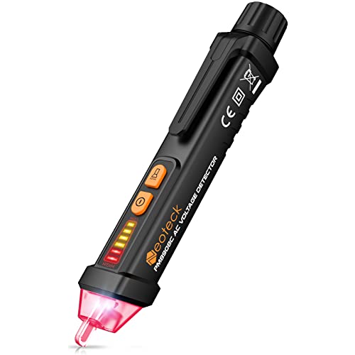 Neoteck 12-1000V AC Non-Contact Voltage Tester Detector with Led Flashlight Buzzer Alarm Live/Null Wire Judgment- Black - Image 1