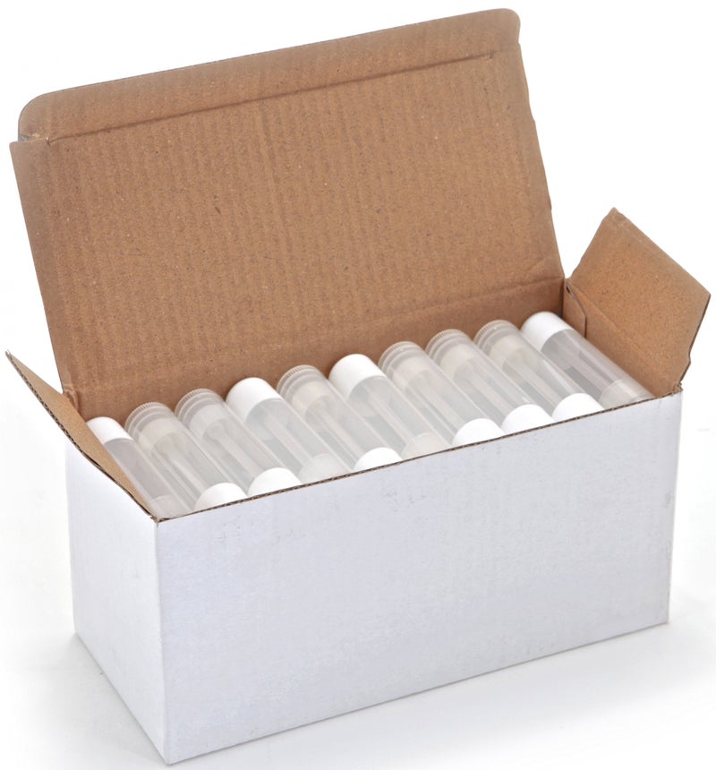 Vivaplex Vivaplex 50, Clear, Empty, 5.5 ml Lip Balm Tubes with White Caps  - Image 1