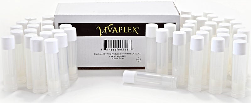 Vivaplex Vivaplex 50, Clear, Empty, 5.5 ml Lip Balm Tubes with White Caps  - Image 3