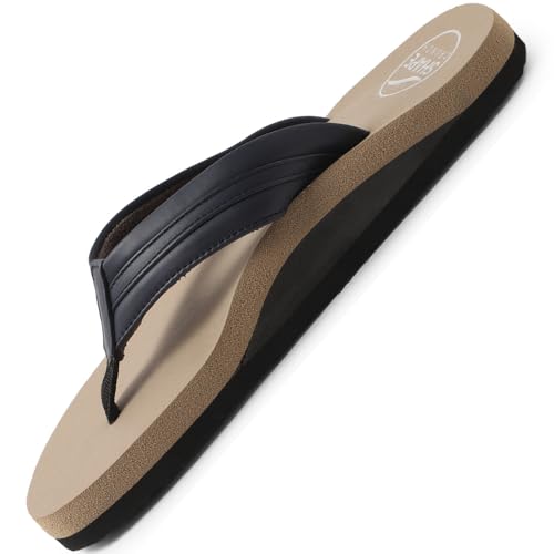 SHAPECRUNCH Arch Support Slippers for Men - Ortho Slippers with MCR Sole to Reduce Pressure on Feet, Joints, and Back (Beige-Blue, UK Footwear Size System, Adult, Men, Numeric, Medium, 7) - Image 1