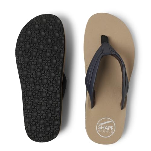 SHAPECRUNCH Arch Support Slippers for Men - Ortho Slippers with MCR Sole to Reduce Pressure on Feet, Joints, and Back (Beige-Blue, UK Footwear Size System, Adult, Men, Numeric, Medium, 7) - Image 5