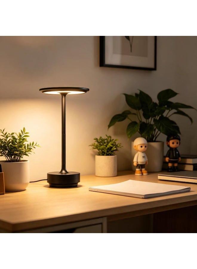Cordless Table Lamp,3 Colors Stepless Dimming Up,Battery Operated,Portable LED Desk Lamp for Bedroom/Restaurant/Bars/Outdoor Camping/Couple Dinner/Night Light/(Black) - Image 1