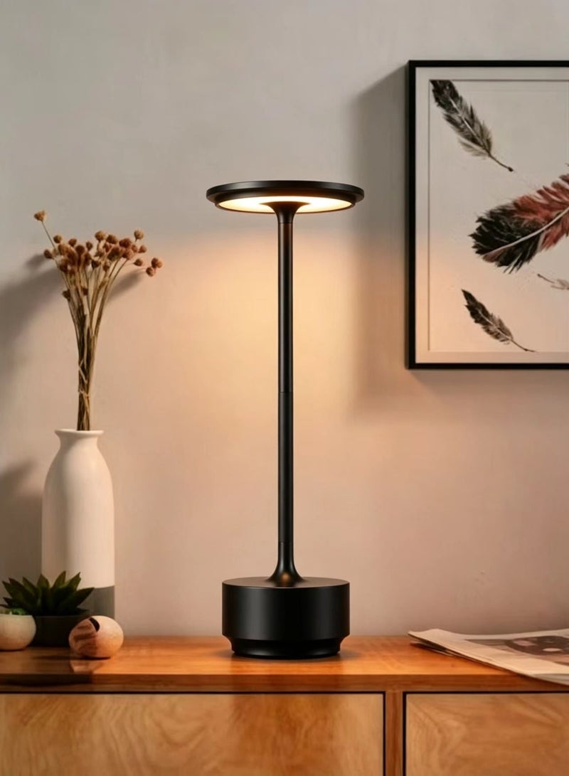 Cordless Table Lamp,3 Colors Stepless Dimming Up,Battery Operated,Portable LED Desk Lamp for Bedroom/Restaurant/Bars/Outdoor Camping/Couple Dinner/Night Light/(Black) - Image 4