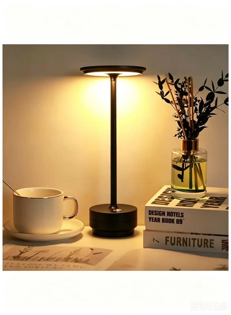 Cordless Table Lamp,3 Colors Stepless Dimming Up,Battery Operated,Portable LED Desk Lamp for Bedroom/Restaurant/Bars/Outdoor Camping/Couple Dinner/Night Light/(Black) - Image 3