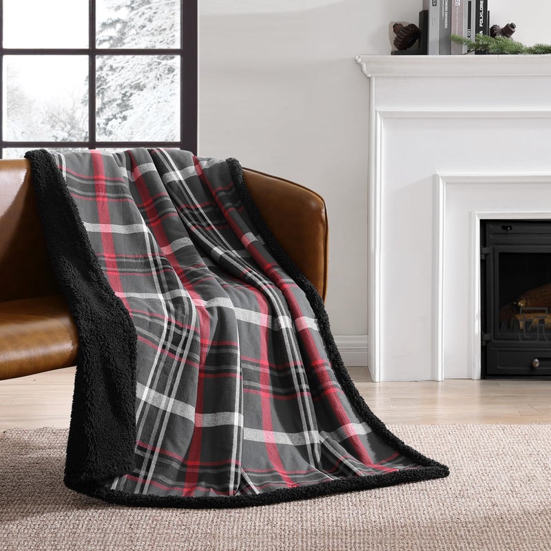 Eddie Bauer - Blanket, Super Soft Reversible Sherpa & Brushed Fleece Bedding, Throw Blankets for Couch, Ideal for Lounging (Winslow Charcoal) - Image 3