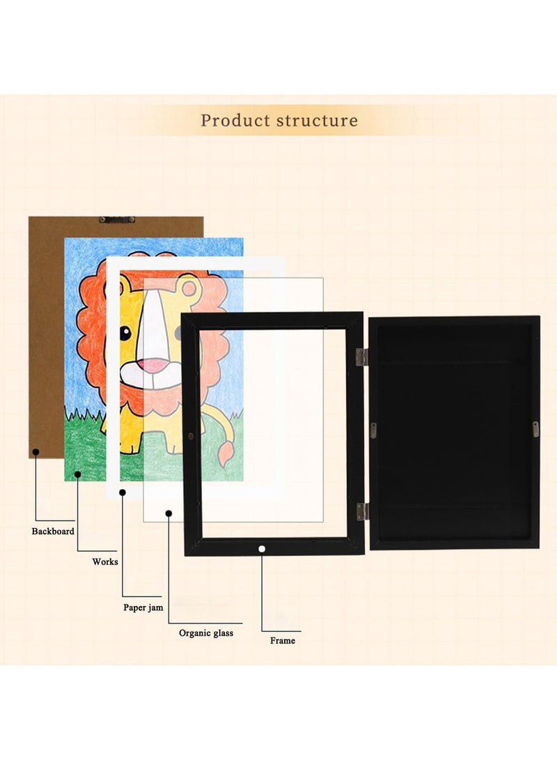 S SYMEFER 2 Pack Kids Art Frames, Kid Artwork Projects Frames Changeable Artwork Frames Front Opening Wooden Kid Art Frame for Children Art Project, Crafts, Drawing, Hanging Art, 8 Inch, 20.3x15.2cm, Wood Color - Image 4