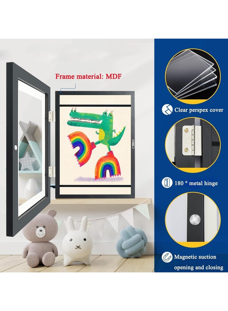 S SYMEFER 2 Pack Kids Art Frames, Kid Artwork Projects Frames Changeable Artwork Frames Front Opening Wooden Kid Art Frame for Children Art Project, Crafts, Drawing, Hanging Art, 8 Inch, 20.3x15.2cm, Wood Color - Image 5