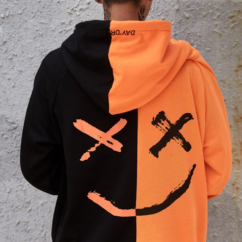 Unisex Couple Hoodie Oversized Streetwear Black and White - Image 2