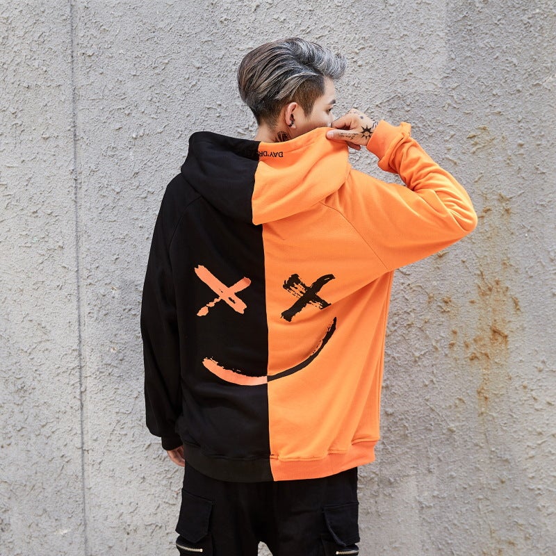 Unisex Couple Hoodie Oversized Streetwear Black and White - Image 3
