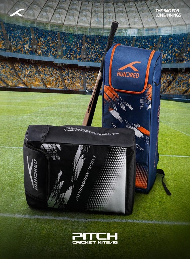 Hundred Polyester Pitch Cricket Kitbag | Spacious & Durable Sports Gear Bag | Waterproof, Heavy-Duty Zippers, Multiple Compartments(Black) - Image 5