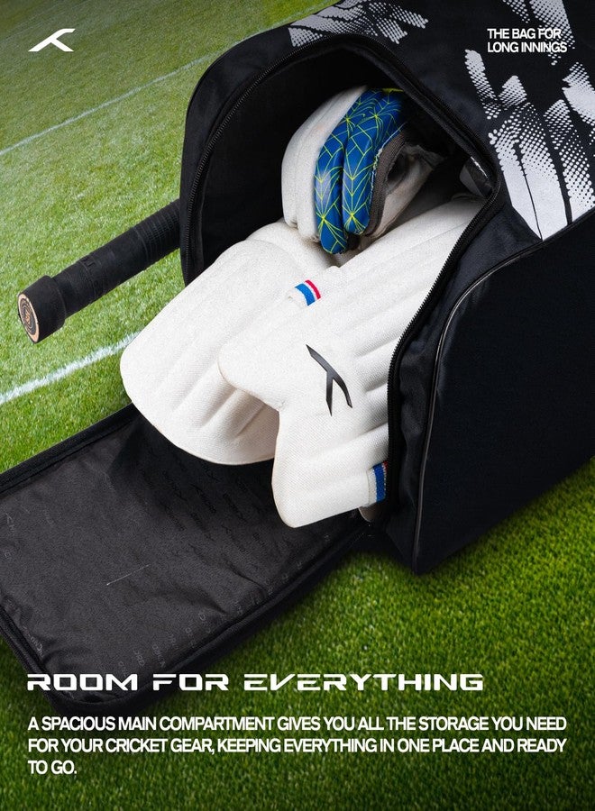 Hundred Polyester Pitch Cricket Kitbag | Spacious & Durable Sports Gear Bag | Waterproof, Heavy-Duty Zippers, Multiple Compartments(Black) - Image 3