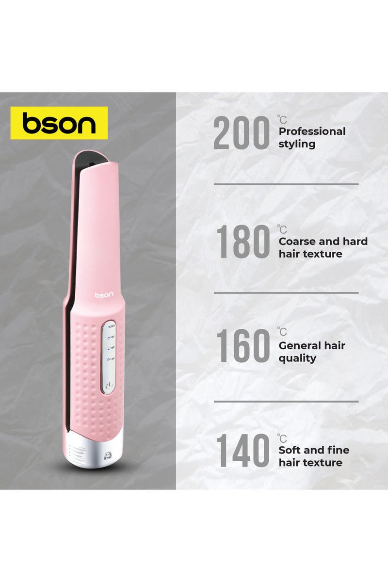 BSON مصفف الشعر Lock 2 في 1 - مكواة شعر ومجعد لاسلكية - 4 إعدادات حرارة، مؤشرات LED، شحن Type-C، أداة تصفيف مدمجة مع قفل أمان للسفر والاستخدام المنزلي - Image 5