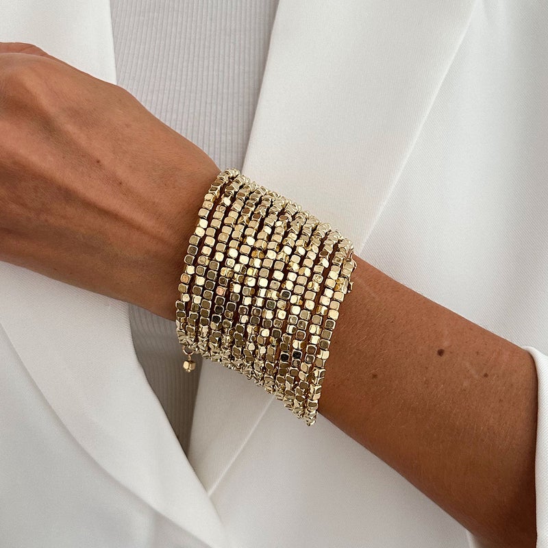 SHIXIN Luxury Geometric Square Bracelet - CCB Plated Multi-Layer Trendy Bangle - Image 3