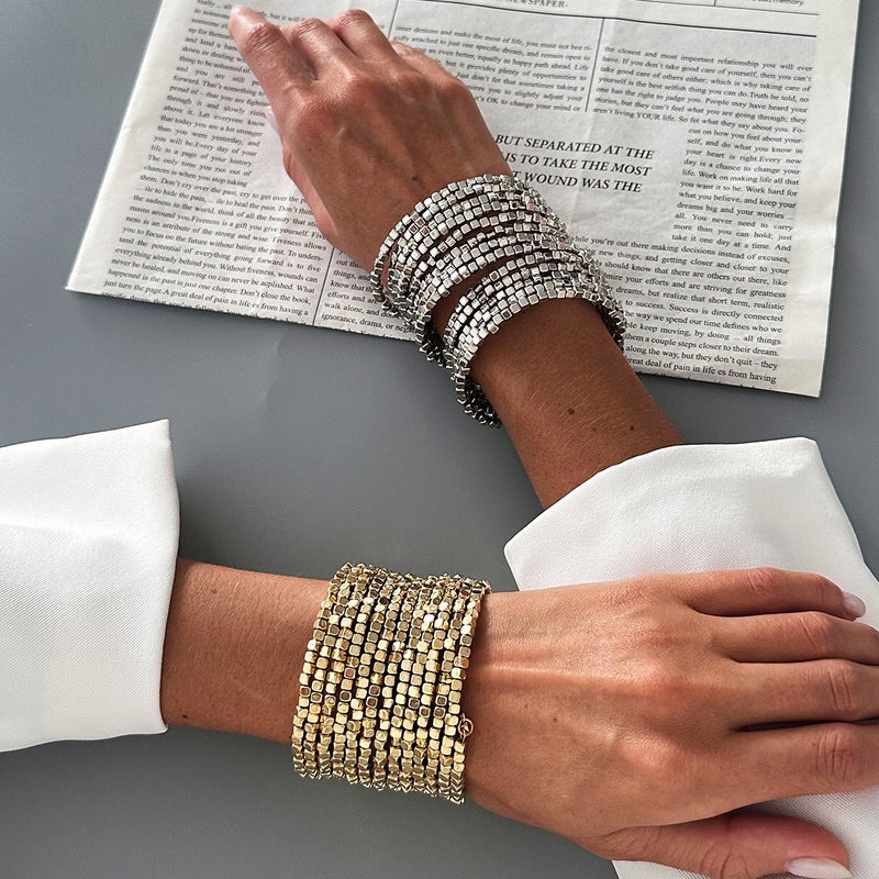 SHIXIN Luxury Geometric Square Bracelet - CCB Plated Multi-Layer Trendy Bangle - Image 2
